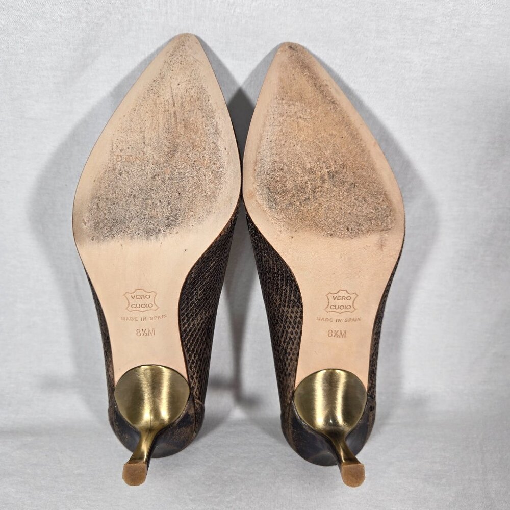 DONALD J PLINER Gold Metallic Brush Off LEATHER Pointed Toe Heel Pumps Size 8.5M - Picture 17 of 17